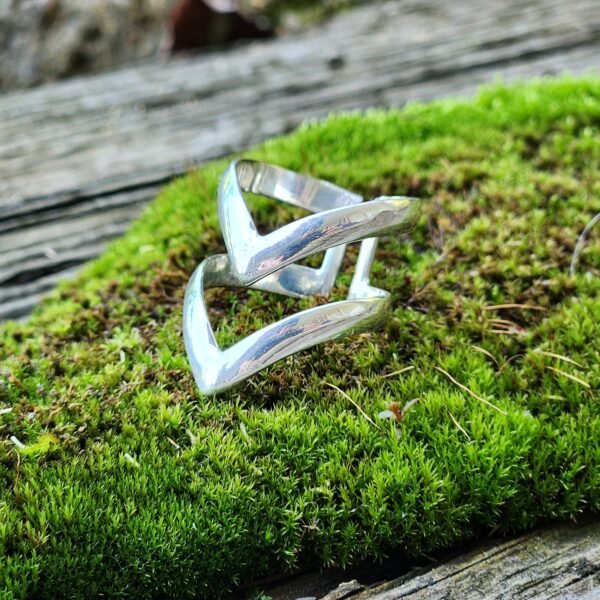 Women's Double-Banded Sterling Silver Chevron Ring