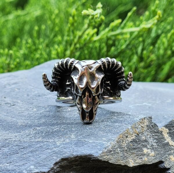Stainless Steel Ram Skull Ring