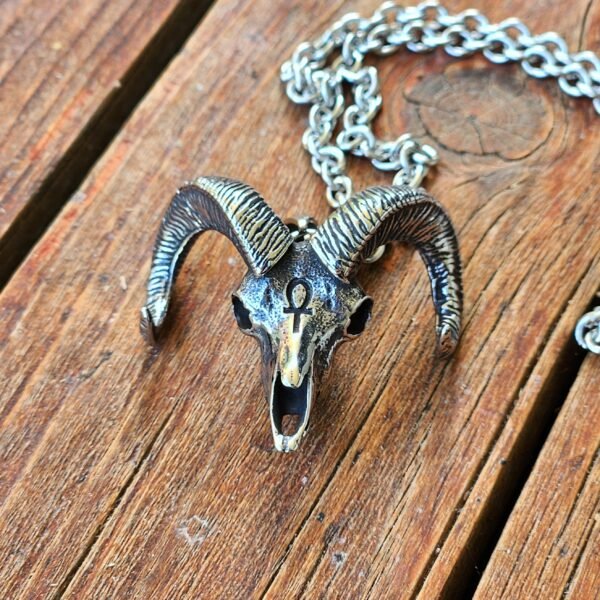 Ankh Cross Ram Skull Necklace