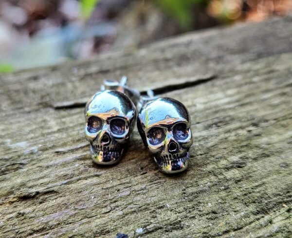 Stainless Steel Human Skull Stud Earrings