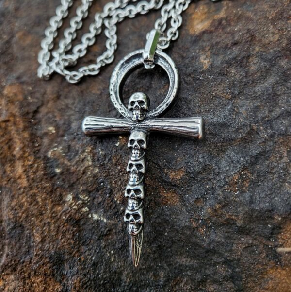 Stacked Skull Ankh Symbol Pendant