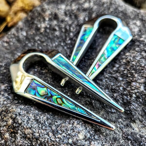 Abalone Inlay Stainless Steel Keyhole Ear Weights
