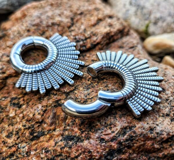 Stainless Steel Sun Burst Ear Weights