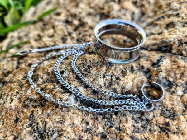 Stainless Steel Cuff and Chains Ear Tunnels