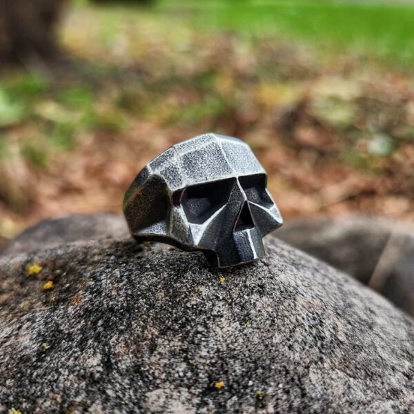 Stainless Steel Geometric Skull Ring