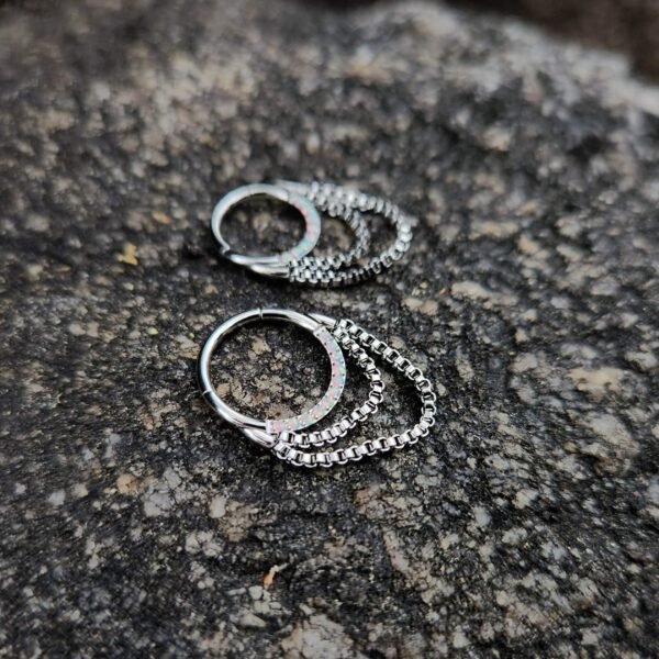 Surgical Steel Opals and Chains Septum Clicker