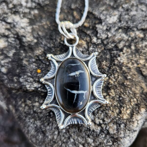 Sterling Silver Moroccan Mud Crack Fossil Starlight Pendant