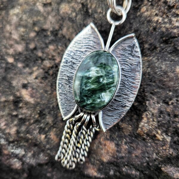 Sterling Silver Seraphinite Angel Wings Pendant