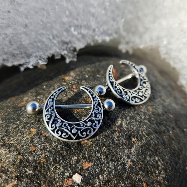 Crescent Filigree Nipple Barbells